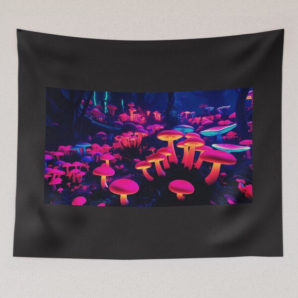 Item preview, Neon Mushroom Forest – Psychedelic Bioluminescent Fantasy Landscape designed and sold by Kristylynn757.