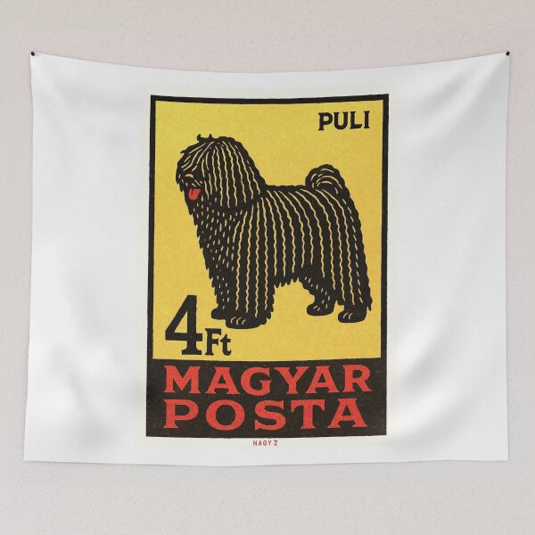 Item preview, Hungary Puli Dog Stamp Poster designed and sold by retrographics.