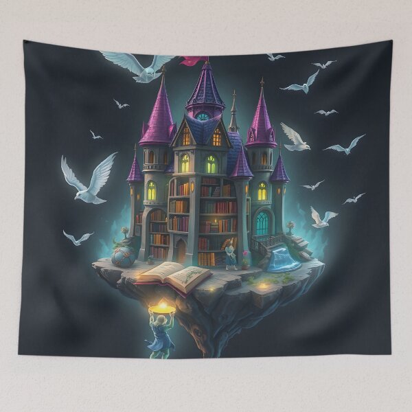 Item preview, Floating Magic Library Castle with Doves designed and sold by AbdS07.