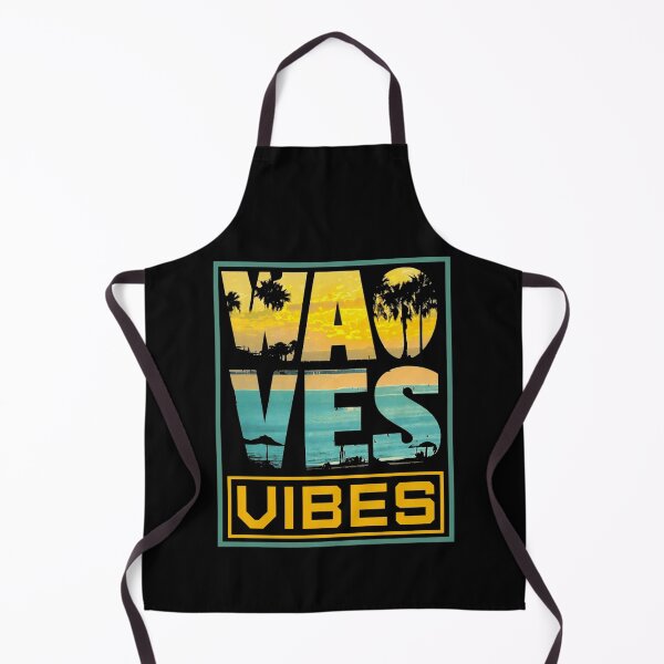 Artikelvorschau, Kräftige typografische Illustrationswellen mit lebendigen Strandszenen | Waves Vibes entworfen und verkauft von niclothing.