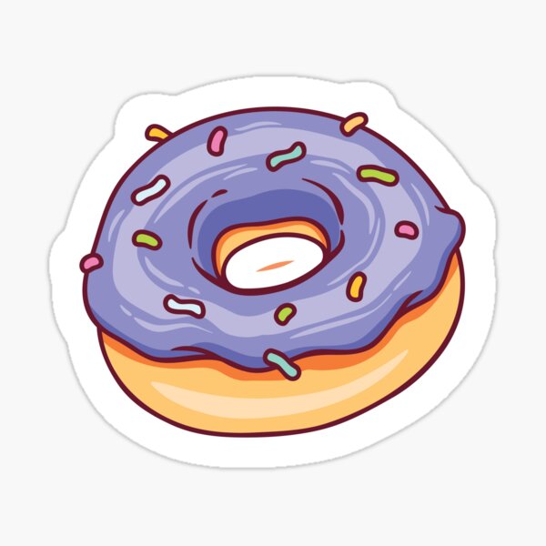 Item preview, Cute Purple Frosted Donut Cartoon Sticker designed and sold by creativevrushng.