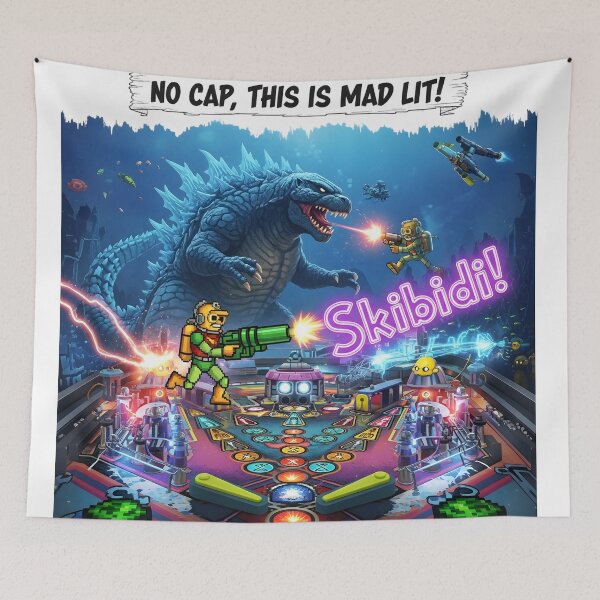 Item preview, No Cap, This Is Mad Lit! – Skibidi Pixel Monster Pinball Digital Art designed and sold by AnnDesignStudio.
