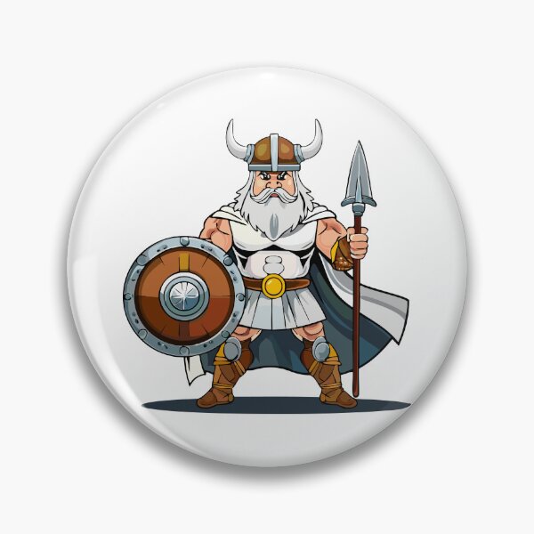 Item preview, Frowning angry Celtic warrior in a horned helmet, with shield and spear, Viking or Gallic warrior, designed and sold by Danler.