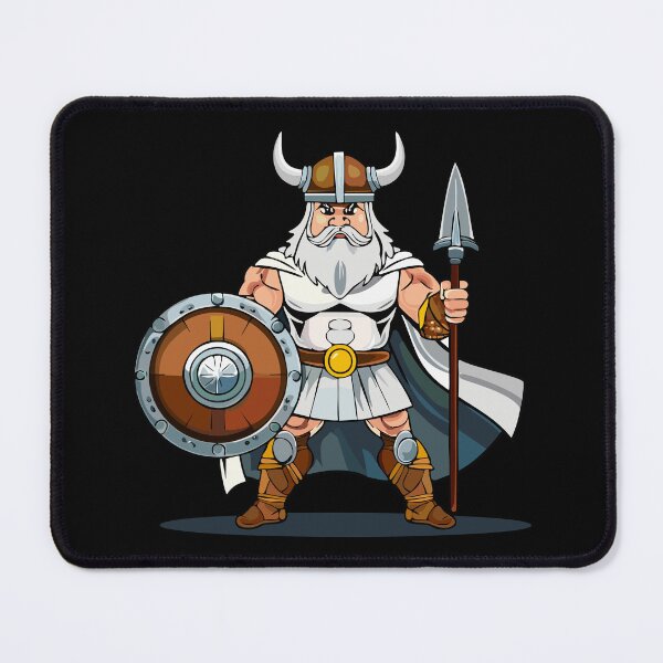 Item preview, Frowning angry Celtic warrior in a horned helmet, with shield and spear, Viking or Gallic warrior, designed and sold by Danler.