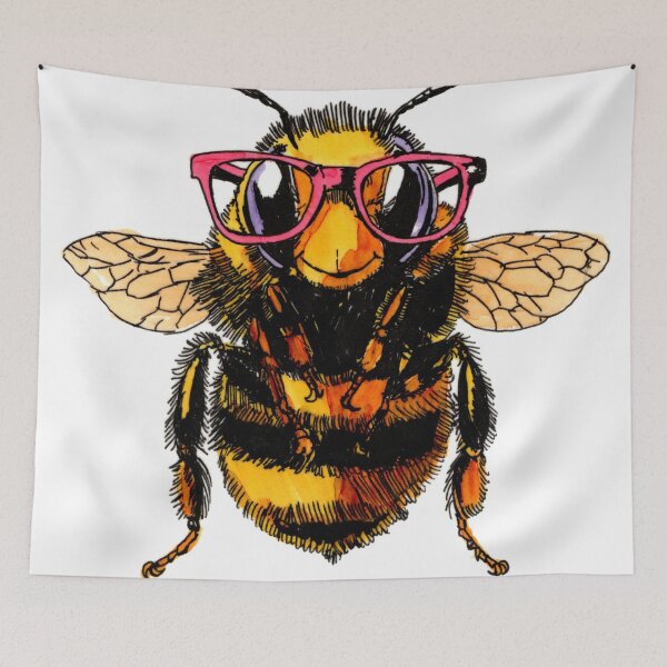 Item preview, Bee in Red Glasses designed and sold by Scribbles & Doodles by Jinx.