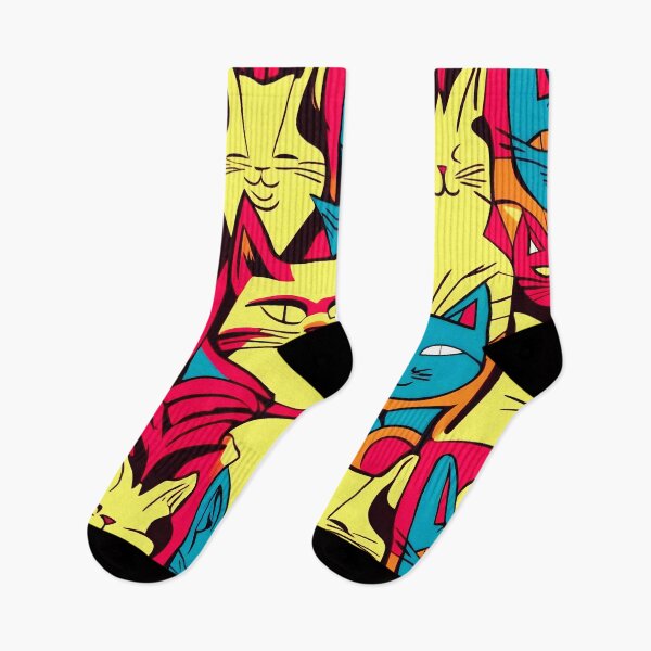 Item preview, Colorful Cat Head Pattern – Funky Pop Art Feline Illustration designed and sold by Kristylynn757.
