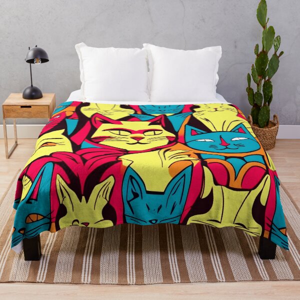 Item preview, Colorful Cat Head Pattern – Funky Pop Art Feline Illustration designed and sold by Kristylynn757.