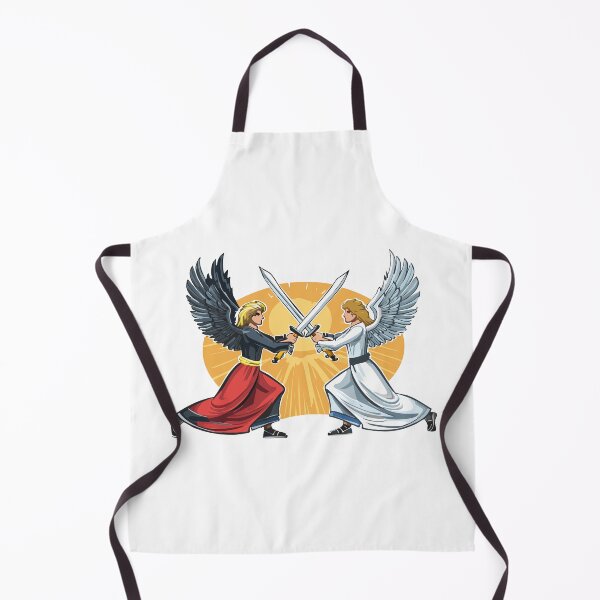Item preview, Two Angel with large sword with open wings, Duel between two angels, white and black,  one is an angel of light and the other is an angel of darkness designed and sold by Danler.