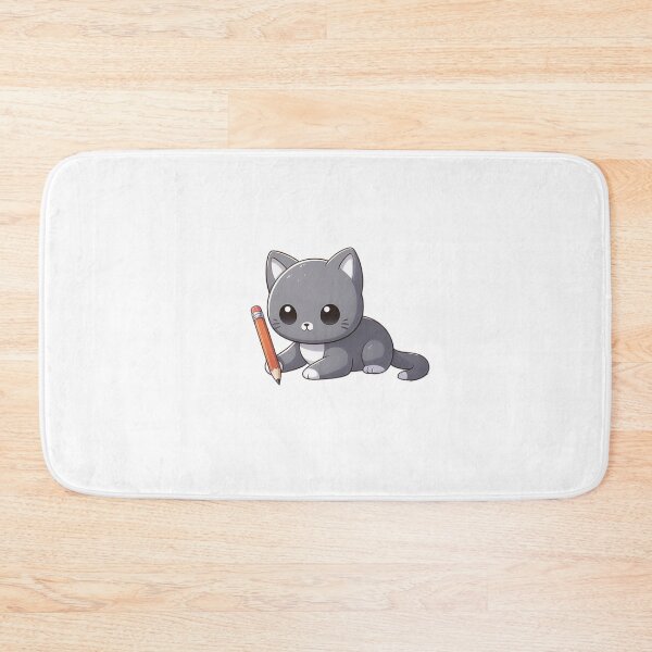 Item preview, Gray Cat Sketching Cartoon – Creative Feline Artist Illustration designed and sold by Confuzz1ed.