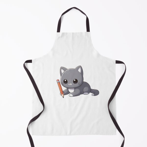 Item preview, Gray Cat Sketching Cartoon – Creative Feline Artist Illustration designed and sold by Confuzz1ed.