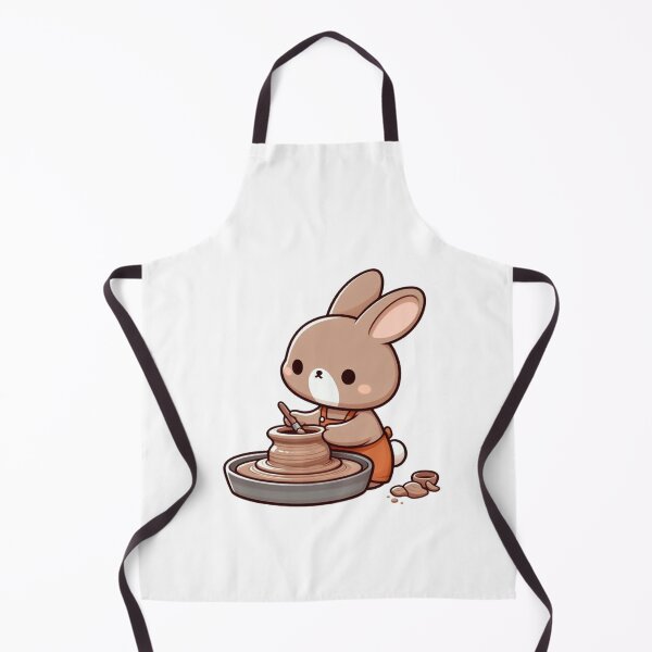 Item preview, Brown Bunny Sculptor Cartoon – Adorable Animal Pottery Artist designed and sold by Confuzz1ed.