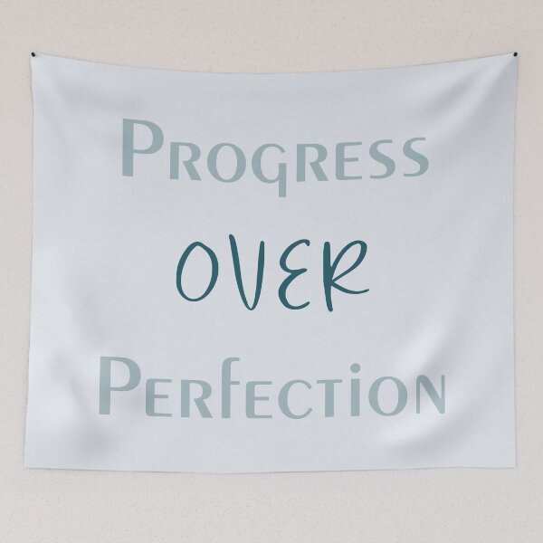 Item preview, Real Progress ‘Progress Over Perfection’ Minimalist Motivational Design designed and sold by StarryStarrySky.