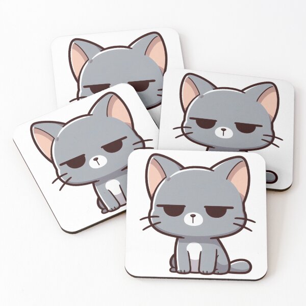 Item preview, Grumpy Gray Cat with Pinned Ears – Fed Up Look designed and sold by Confuzz1ed.