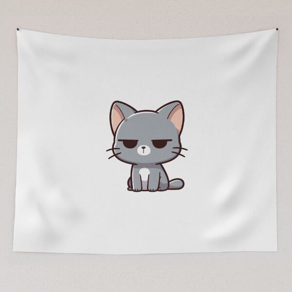 Item preview, Grumpy Gray Cat with Pinned Ears – Fed Up Look designed and sold by Confuzz1ed.