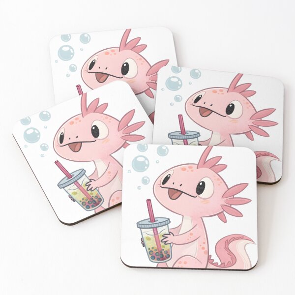 Item preview, Axolotl with boba tea designed and sold by DuskTillDown.