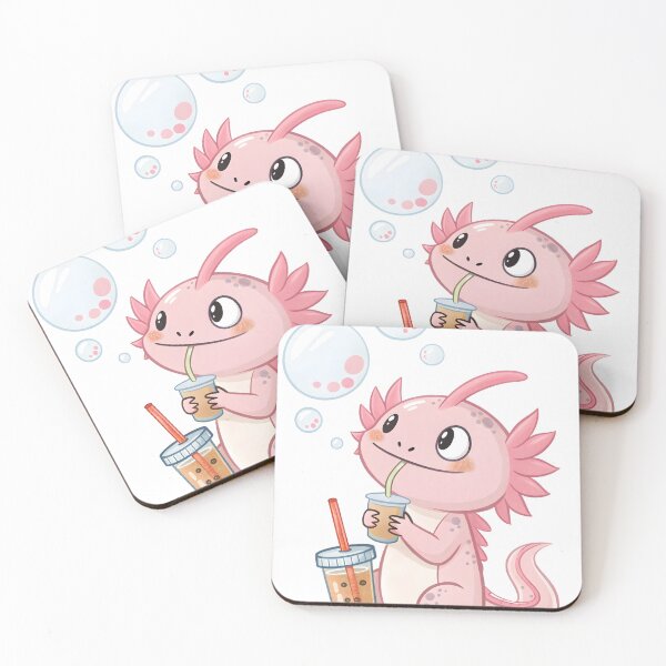Item preview, Axolotl with boba tea designed and sold by DuskTillDown.