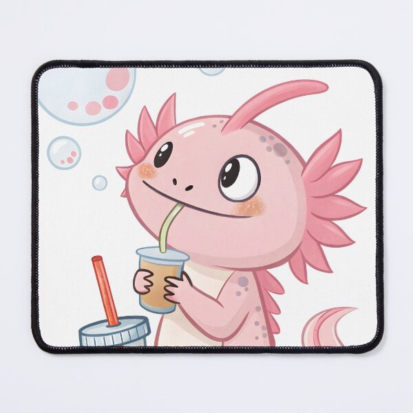 Item preview, Axolotl with boba tea designed and sold by DuskTillDown.