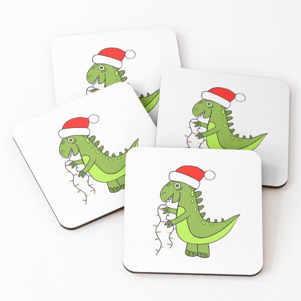 Item preview, Funny Green Dinosaur Wearing A Santa Hat designed and sold by Sartoris Art.