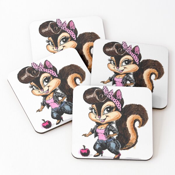 Item preview, Pink Lady Rockabilly Squirrel designed and sold by Scribbles & Doodles by Jinx.