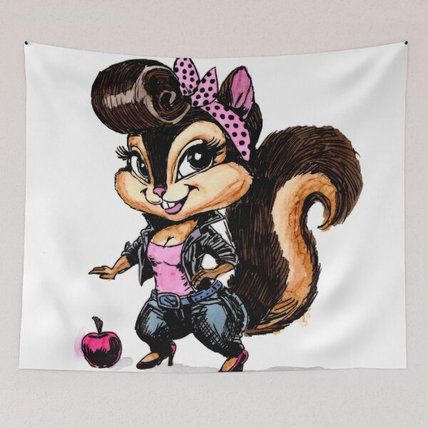 Item preview, Pink Lady Rockabilly Squirrel designed and sold by Scribbles & Doodles by Jinx.
