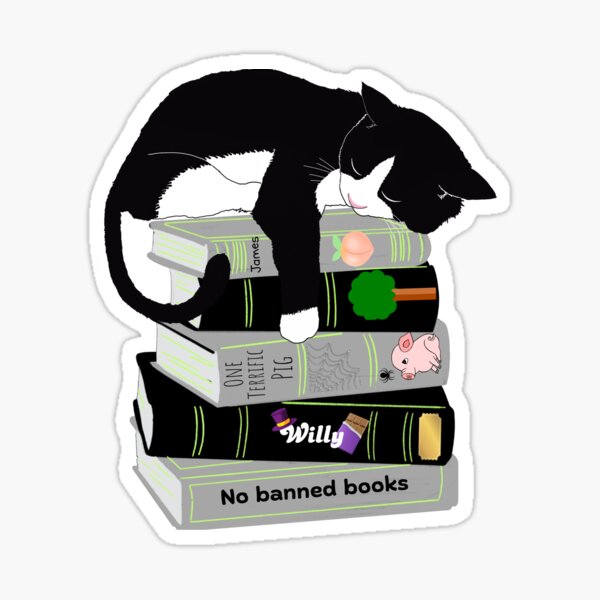 Item preview, Cat, no banned books designed and sold by paintedblackcat.