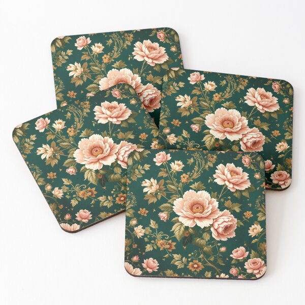 Item preview, Elegant Peony Garden in Deep Green Harmony designed and sold by semenol.