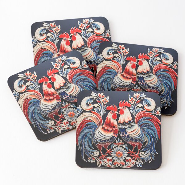 Item preview, Folk Art Dala Roosters – Scandinavian Inspired Vibrant Design designed and sold by Kristylynn757.