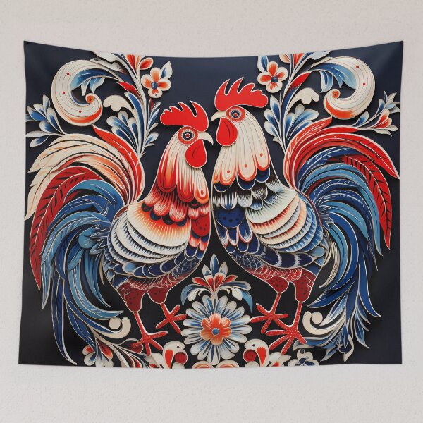 Item preview, Folk Art Dala Roosters – Scandinavian Inspired Vibrant Design designed and sold by Kristylynn757.