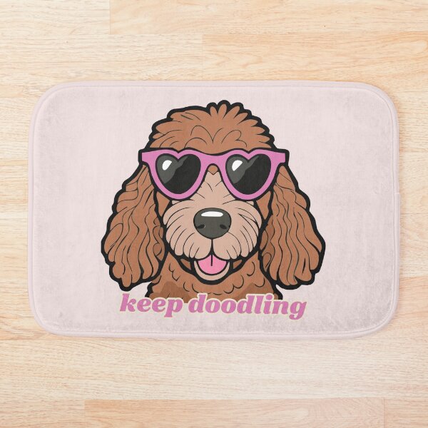 Item preview, Keep doodling - red goldendoodle with pink sunglasses designed and sold by ScribbL-ScrabbL.