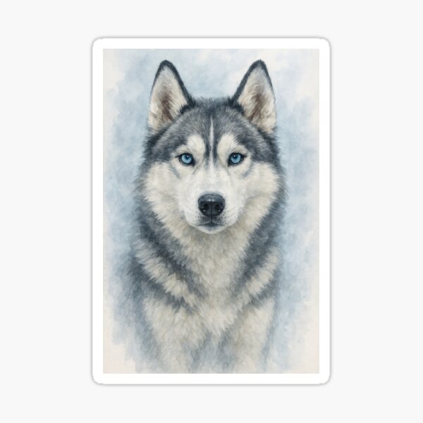 Item preview, Watercolor Siberian Husky Portrait designed and sold by ArtfulZuzu.