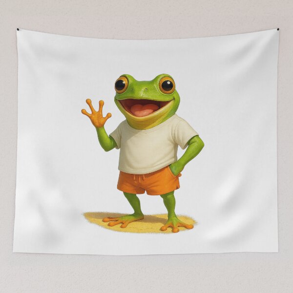 Item preview, 3D Summer Frog in Shorts and T-Shirt – Fun Tropical Vibes designed and sold by NeonCore.