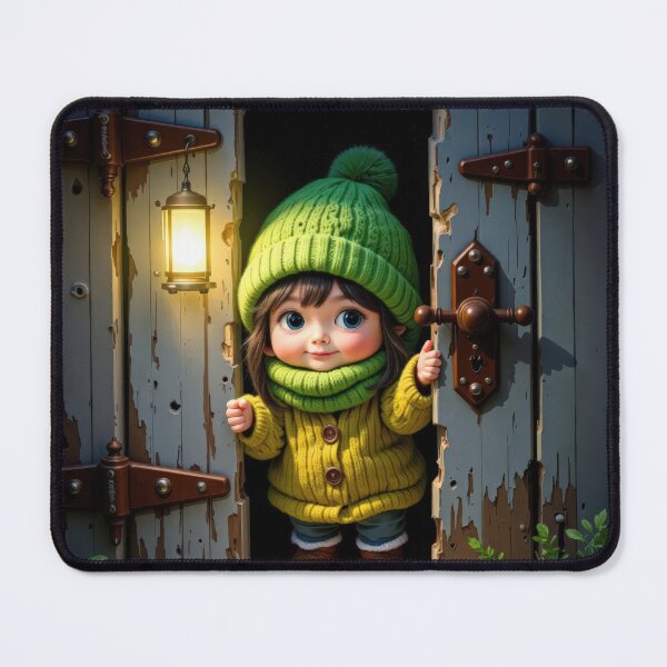 Item preview, Cute Girl Munchkin Peeking From a Door designed and sold by Maria Dryfhout.