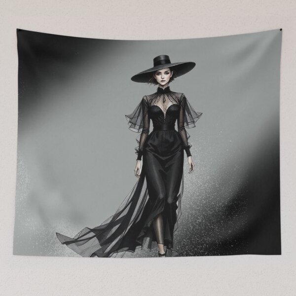 Item preview, A woman in a black dress and hat,  designed and sold by B.P.Fashion.