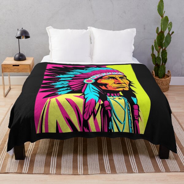 Item preview, Pop Art Native American Chief – Neon Tribal Portrait designed and sold by Kristylynn757.