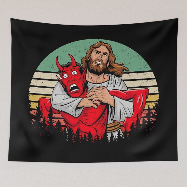Item preview, Jesus wrestling Satan designed and sold by SushiAnn.