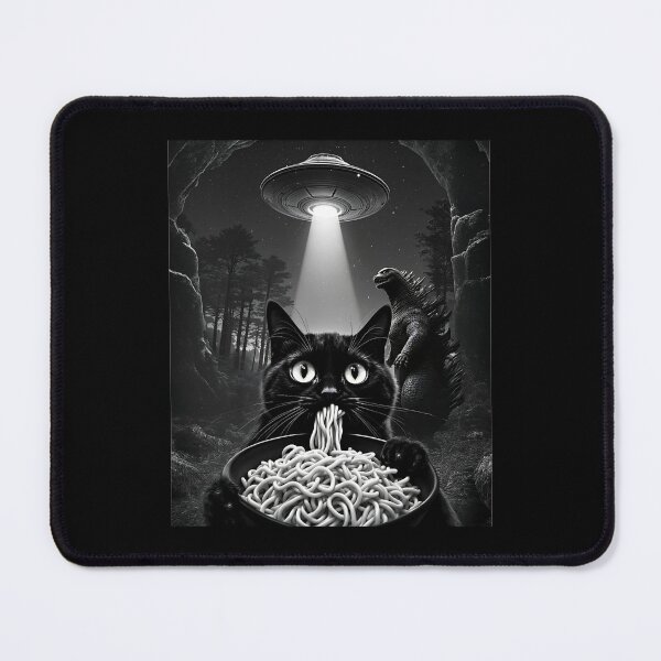 Item preview, UFO Selfie Scared Cat Eating Ramen designed and sold by EthosWear.