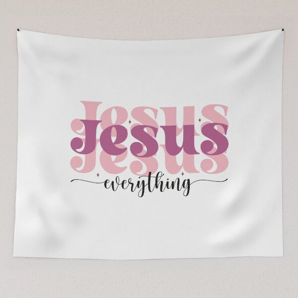 Item preview, Jesus Everything retro hand lettered pink purple black designed and sold by Christian Apparel, Decor and More.