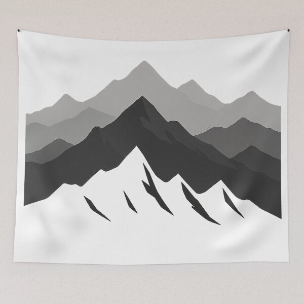 Item preview, Mountain Range Silhouette Art - Minimalist Alpine Landscape Design designed and sold by CreativeVisionsHub.