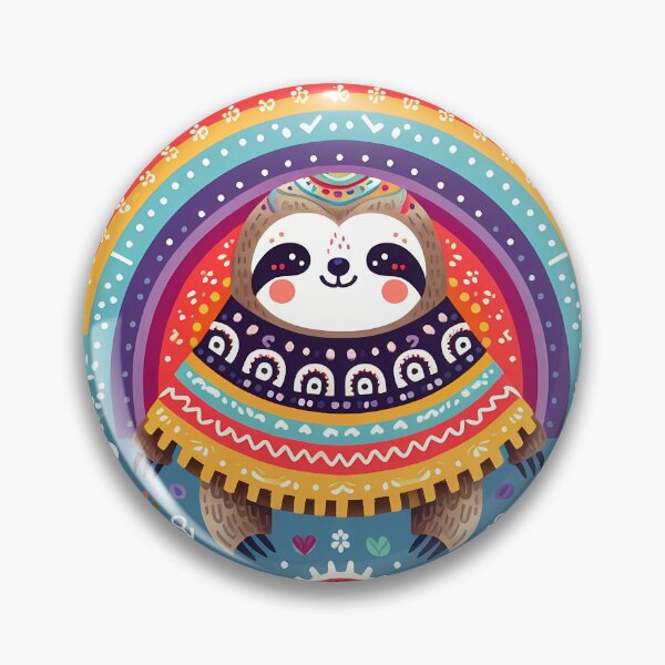 Item preview, Scandinavian Folk Art Cute Cosy Rainbow Sloth with Poncho - by heidiannemorris © designed and sold by FOLK ART FUSION by heidiannemorris.