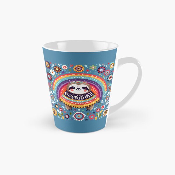 Item preview, Scandinavian Folk Art Cute Cosy Rainbow Sloth with Poncho - by heidiannemorris © designed and sold by FOLK ART FUSION.