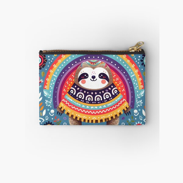 Item preview, Scandinavian Folk Art Cute Cosy Rainbow Sloth with Poncho - by heidiannemorris © designed and sold by FOLK ART FUSION by heidiannemorris.
