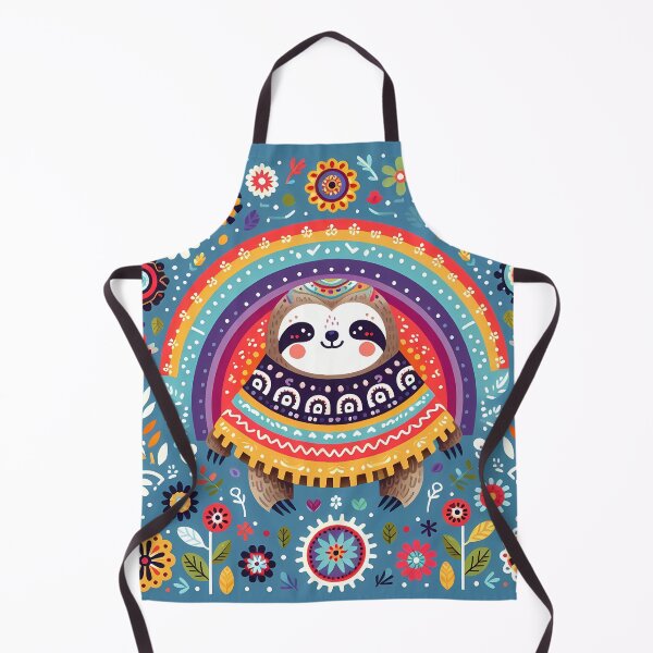 Item preview, Scandinavian Folk Art Cute Cosy Rainbow Sloth with Poncho - by heidiannemorris © designed and sold by FOLK ART FUSION by heidiannemorris.