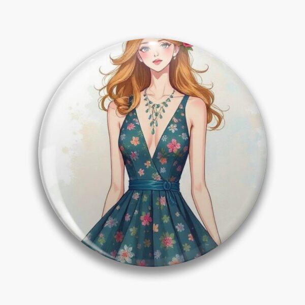 Item preview, A drawing of a woman in a dress with flowers  designed and sold by B.P.Fashion.