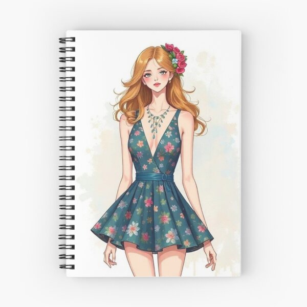 Item preview, A drawing of a woman in a dress with flowers  designed and sold by B.P.Fashion.