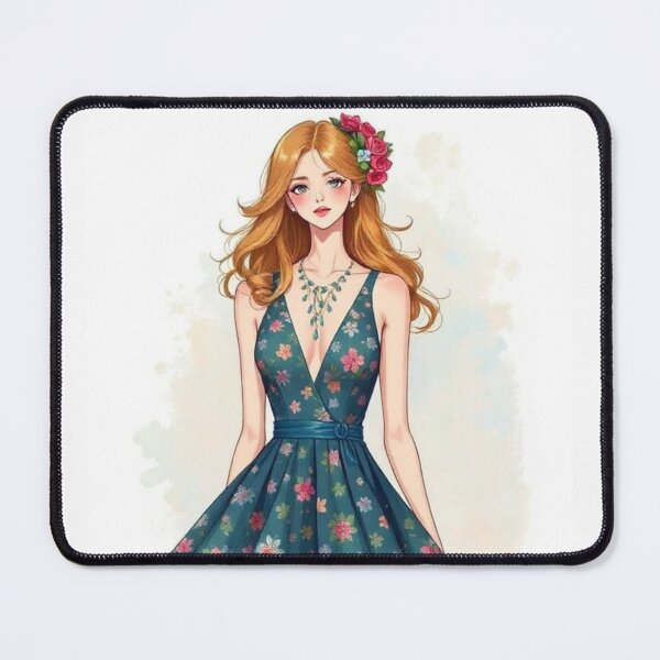 Item preview, A drawing of a woman in a dress with flowers  designed and sold by B.P.Fashion.