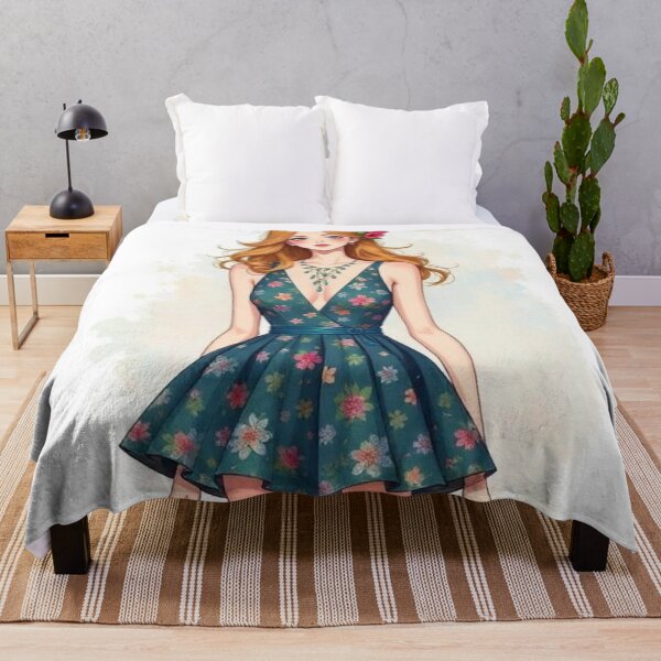 Item preview, A drawing of a woman in a dress with flowers  designed and sold by B.P.Fashion.