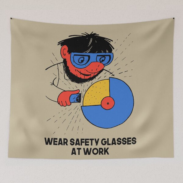 Item preview, Wear Safety Glasses At Work Translated - Soviet Work Safety Propaganda designed and sold by SpaceDogLaika.