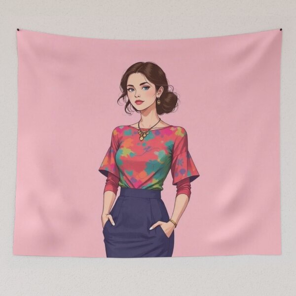 Item preview, a woman standing in front of a pink backgroun  designed and sold by B.P.Fashion.