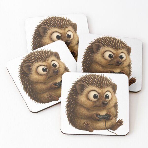 Item preview, Gamer Hedgehog – Focused Furry Player with Big Eyes & Tiny Controller designed and sold by MuscleCarTs.