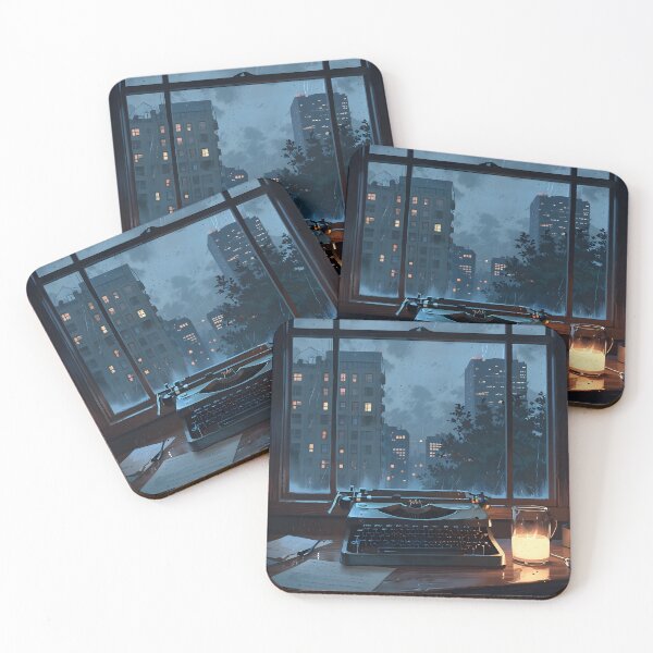 Item preview, Rainy Window Typewriter Urban Melancholy Scene designed and sold by Ledsor.